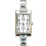 Marine-nautical-seamless-pattern-with-vintage-lighthouse-wheel Rectangle Italian Charm Watch