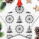 Marine-nautical-seamless-pattern-with-vintage-lighthouse-wheel Ornament (Star)