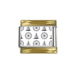 Marine-nautical-seamless-pattern-with-vintage-lighthouse-wheel Gold Trim Italian Charm (9mm)