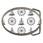 Marine-nautical-seamless-pattern-with-vintage-lighthouse-wheel Belt Buckles