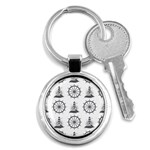 Marine-nautical-seamless-pattern-with-vintage-lighthouse-wheel Key Chain (Round)