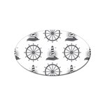 Marine-nautical-seamless-pattern-with-vintage-lighthouse-wheel Sticker (Oval)