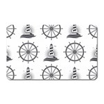 Marine-nautical-seamless-pattern-with-vintage-lighthouse-wheel Magnet (Rectangular)