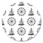 Marine-nautical-seamless-pattern-with-vintage-lighthouse-wheel Magnet 5  (Round)