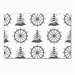 Marine-nautical-seamless-pattern-with-vintage-lighthouse-wheel Postcards 5  x 7  (Pkg of 10)