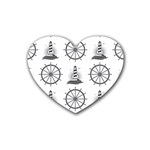 Marine-nautical-seamless-pattern-with-vintage-lighthouse-wheel Rubber Coaster (Heart)