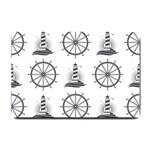 Marine-nautical-seamless-pattern-with-vintage-lighthouse-wheel Small Doormat