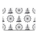 Marine-nautical-seamless-pattern-with-vintage-lighthouse-wheel Plate Mats