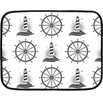 Marine-nautical-seamless-pattern-with-vintage-lighthouse-wheel Fleece Blanket (Mini)