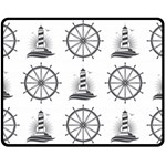 Marine-nautical-seamless-pattern-with-vintage-lighthouse-wheel Fleece Blanket (Medium)