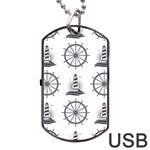 Marine-nautical-seamless-pattern-with-vintage-lighthouse-wheel Dog Tag USB Flash (One Side)