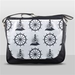 Marine-nautical-seamless-pattern-with-vintage-lighthouse-wheel Messenger Bag