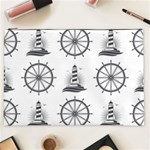 Marine-nautical-seamless-pattern-with-vintage-lighthouse-wheel Cosmetic Bag (XXL)