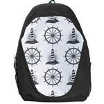 Marine-nautical-seamless-pattern-with-vintage-lighthouse-wheel Backpack Bag
