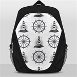 Marine-nautical-seamless-pattern-with-vintage-lighthouse-wheel Backpack Bag