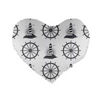 Marine-nautical-seamless-pattern-with-vintage-lighthouse-wheel Standard 16  Premium Heart Shape Cushions