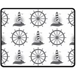 Marine-nautical-seamless-pattern-with-vintage-lighthouse-wheel Two Sides Fleece Blanket (Medium)