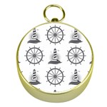 Marine-nautical-seamless-pattern-with-vintage-lighthouse-wheel Gold Compasses