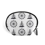 Marine-nautical-seamless-pattern-with-vintage-lighthouse-wheel Accessory Pouch (Small)