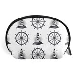 Marine-nautical-seamless-pattern-with-vintage-lighthouse-wheel Accessory Pouch (Large)