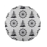 Marine-nautical-seamless-pattern-with-vintage-lighthouse-wheel Standard 15  Premium Flano Round Cushions