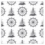 Marine-nautical-seamless-pattern-with-vintage-lighthouse-wheel Square Satin Scarf (36  x 36 )