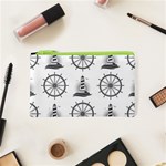 Marine-nautical-seamless-pattern-with-vintage-lighthouse-wheel Cosmetic Bag (XS)