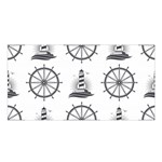 Marine-nautical-seamless-pattern-with-vintage-lighthouse-wheel Satin Shawl 45  x 80 