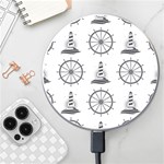 Marine-nautical-seamless-pattern-with-vintage-lighthouse-wheel Wireless Fast Charger(White)