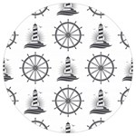 Marine-nautical-seamless-pattern-with-vintage-lighthouse-wheel Round Trivet