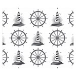 Marine-nautical-seamless-pattern-with-vintage-lighthouse-wheel Premium Plush Fleece Blanket (Small)