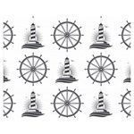 Marine-nautical-seamless-pattern-with-vintage-lighthouse-wheel Premium Plush Fleece Blanket (Medium)
