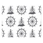 Marine-nautical-seamless-pattern-with-vintage-lighthouse-wheel Premium Plush Fleece Blanket (Large)