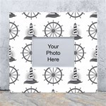 Marine-nautical-seamless-pattern-with-vintage-lighthouse-wheel White Wall Photo Frame 5  x 7 