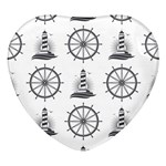 Marine-nautical-seamless-pattern-with-vintage-lighthouse-wheel Heart Glass Fridge Magnet (4 pack)