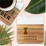 I love American coffee Marble Wood Coaster (Square)