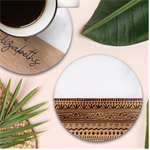 Boho-style-pattern Classic Marble Wood Coaster (Round) 