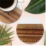 Boho-style-pattern Marble Wood Coaster (Round)