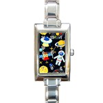 Space Seamless Pattern Rectangle Italian Charm Watch