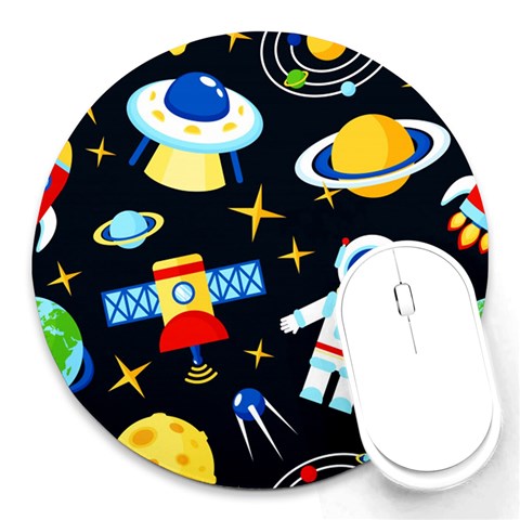 Space Seamless Pattern Round Mousepad from ArtsNow.com Front