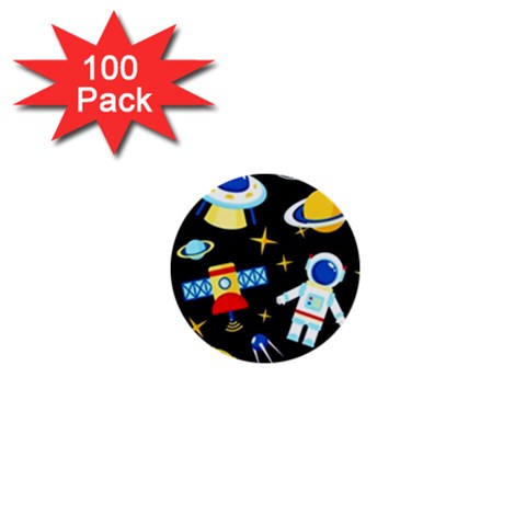 Space Seamless Pattern 1  Mini Buttons (100 pack)  from ArtsNow.com Front