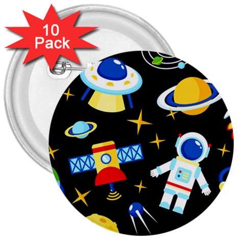 Space Seamless Pattern 3  Buttons (10 pack)  from ArtsNow.com Front