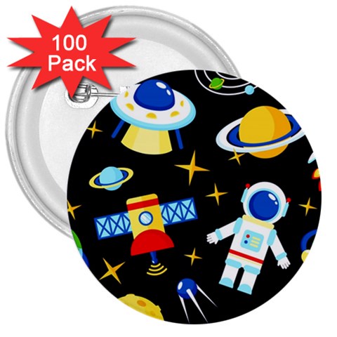 Space Seamless Pattern 3  Buttons (100 pack)  from ArtsNow.com Front
