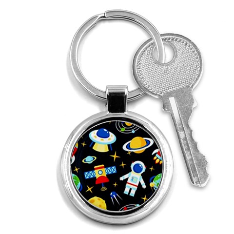 Space Seamless Pattern Key Chain (Round) from ArtsNow.com Front