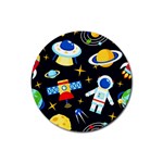 Space Seamless Pattern Rubber Coaster (Round)