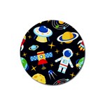 Space Seamless Pattern Rubber Coaster (Round)