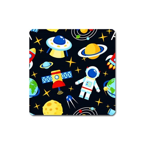 Space Seamless Pattern Square Magnet from ArtsNow.com Front