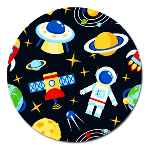 Space Seamless Pattern Magnet 5  (Round) from ArtsNow.com Front