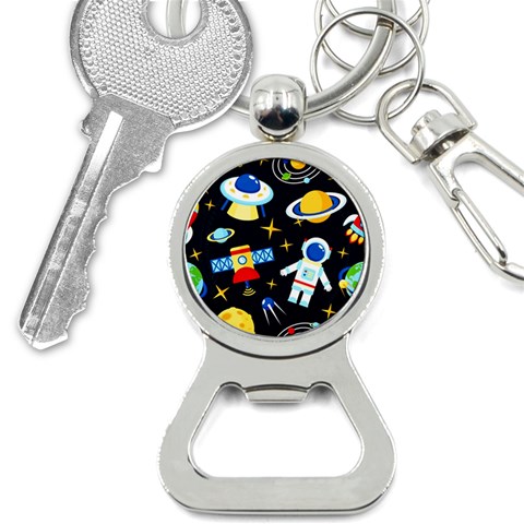 Space Seamless Pattern Bottle Opener Key Chain from ArtsNow.com Front