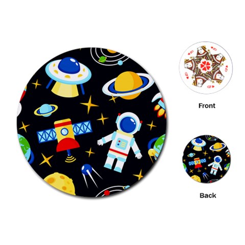 Space Seamless Pattern Playing Cards Single Design (Round) from ArtsNow.com Front